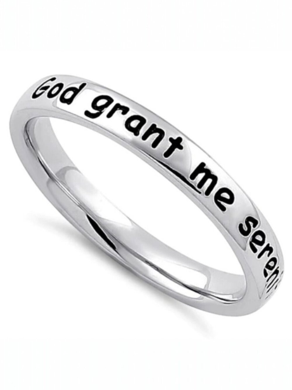 925 STERLING SILVER Serenity Prayer Inspirational Band Ring